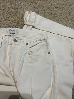 Agolde Cream High-Rise Denim Jeans